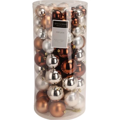 Afbeelding van Niceey Kerstballen 100 Stuks Kerstballenset Kunststof Kerstversiering Kerstdecoratie Amber