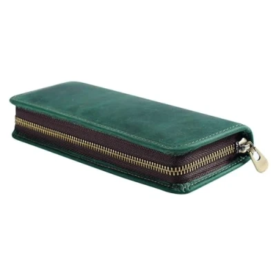 Afbeelding van DONGKER Lederen etui met ritssluiting, Pen Cosmetische ritssluiting voor schoolwerk kantoor