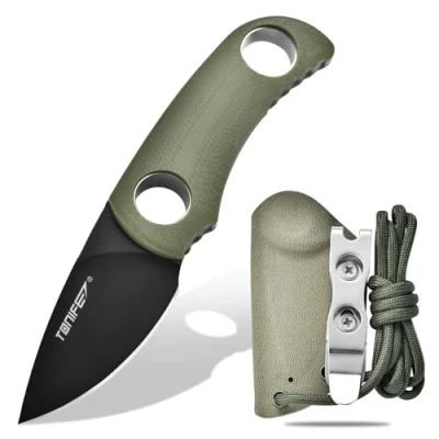 Afbeelding van TONIFE Runer Fixed Blade Knife met verstelbare Paracord Lanyard en Kydex Schede, EDC Mes 1,9 &quot;Full Tang voor Outdoor Camping Hiking (Groen+Zwart Titanium)