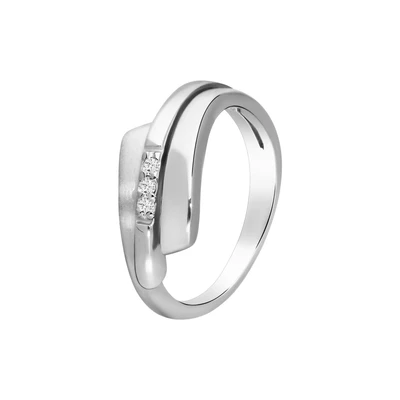 Afbeelding van Lucardi Dames Zilveren Ring mat/glans met zirkonia 925 Zilver Zilverkleurig 16.5 / 52 mm