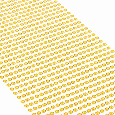 Afbeelding van Movoja Gele strassteentjes, ronde glitterstenen, 3 mm, zelfklevend om te versieren en knutselen, sierstenen op plakken, sierstenen, knutselstenen, geelgoud, 1200 stuks