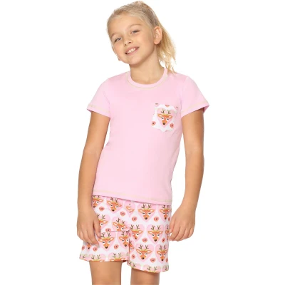 Afbeelding van Merry Style Korte Katoenen Pyjama Voor Meisjes Lichtroze/hearts/deer 122 MS MS10 292 PJ
