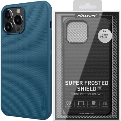 Afbeelding van Nillkin Super Frosted Shield iPhone 13 Pro Max Geschikt voor Hoesje magnetische ring Blauw