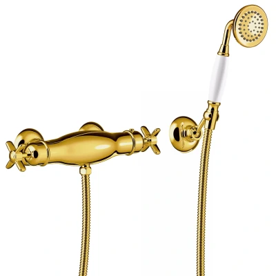 Afbeelding van Douchemengkraan Tres Clasic Incl handdouche Goud