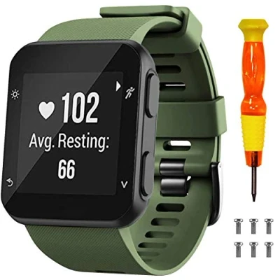 Afbeelding van NotoCity voor Garmin Forerunner 35 band/Garmin Approach S10 band zachte siliconen vervangende horlogeband 35/Approach golfhorloge (LEGERGROEN)