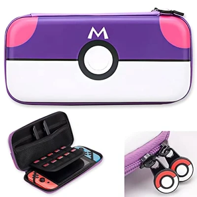 Afbeelding van Case compatibel met Nintendo Switch en OLED Leuke harde draagtas Beschermhoes opslag voor 10 games, console accessoires Mario fans Paars
