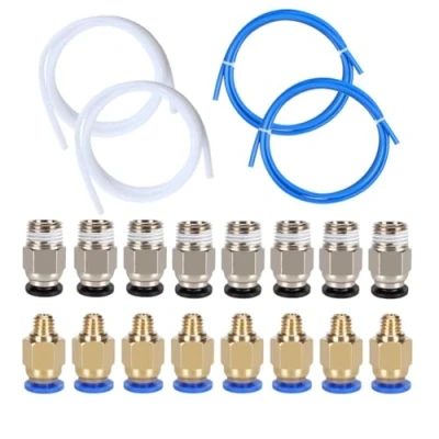 Afbeelding van iYueMps 4 stuks Teflon Buis PTFE (1M) met 8 stks PC4 M6 Pneumatische Fitting Push to Connect + M10 Rechte Snelle Montage voor 3D printer Extruder