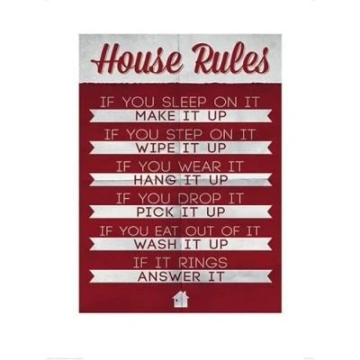 Afbeelding van Kunstdruk House Rules 60x80cm