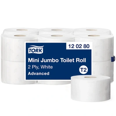 Afbeelding van Tork 120280 Toiletpapier mini jumbo toilet roll 2 laags wit T2
