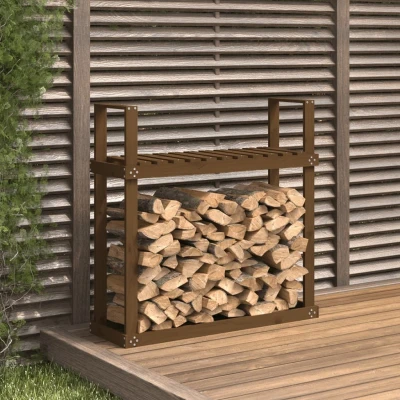 Afbeelding van Haardhoutrek 110x35x108,5 cm massief grenenhout honingbruin