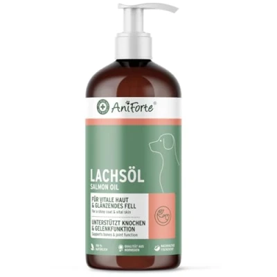 Afbeelding van AniForte Premium Zalmolie voor honden 1 liter Koud geperst, Omega 3 en 6 vetzuren, Visolie puppy&#039;s, Volwassen, Senior, Blootvoets supplement, Recycleerbare verpakking zonder BPA