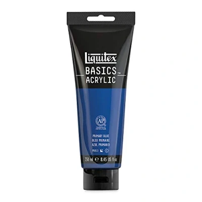Afbeelding van Liquitex 4385420 Basics acrylverf, monopigmenteerde kunstenaarspigmenten, lichtecht, gemiddelde viscositeit, achivkwaliteit, zijdeglanzende afwerking, 250 ml tube, primair blauw