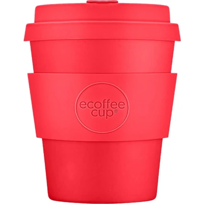 Afbeelding van Ecoffee Cup Meridian Gate PLA Koffiebeker to Go 240 ml Rood Siliconen