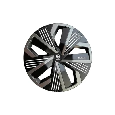 Afbeelding van Sparco Set van 4 wieldoppen, 38,1 cm (15 inch), model Nagoya zwart/grijs. Sportief ontwerp voor uw autovelgen. Robuuste en duurzame constructie.
