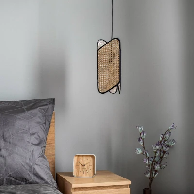 Afbeelding van Lucande hanglamp 1licht IJzer H: 37 cm E27 zwart, licht hout