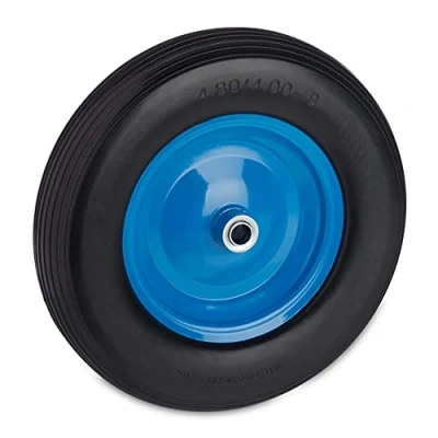 Afbeelding van Relaxdays kruiwagenwiel 4.80 4.00 8 kruiwagenband stalen velg bolderkarwiel blauw