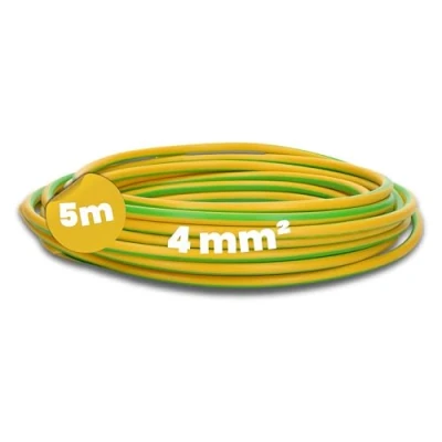 Afbeelding van Kalitec 5 meter H07V K 4 mm² groen geel bedradingskabel, flexibele aderkabel, aardingskabel, beschermende geleider mm², strengen pvc, enkele kabel, bedrading fijndradig, schakeldraad