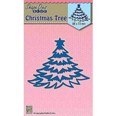 Afbeelding van SDB056 Shape die blue Christmas tree snijmal Nellie Snellen blauw Kerstboom dennenboom