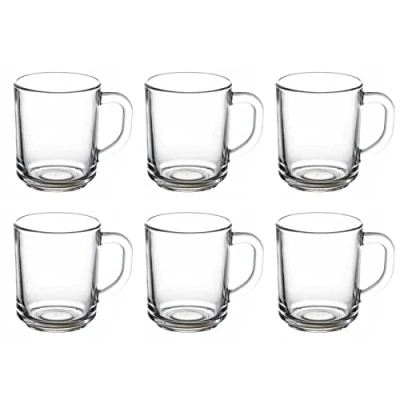 Afbeelding van PASABAHCE 55029 Pub Tea Glas met Handvat, voor thee, Latte Macchiato, Ierse koffie, Punch, Glühwein, Warme chocolademelk, Set van 6 glazen
