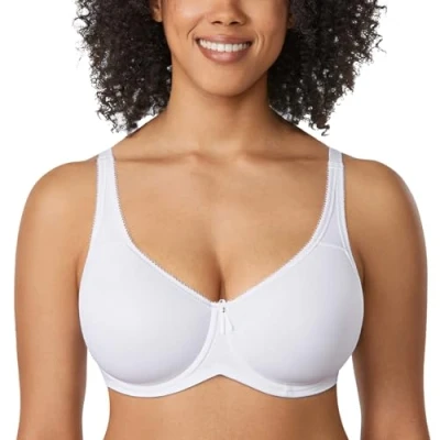 Afbeelding van DELIMIRA Dames T shirt Volledige Dekking Plus Size Naadloze Gewatteerde Beugelbeha wit 80E