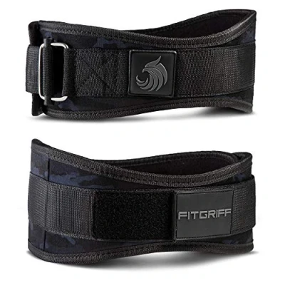 Afbeelding van Fitgriff® V2 gewichthefgordel voor dames en heren, bodybuilding, krachttraining, crossfit, trainingsriem, gewichtheffen riem, gym workout (camo zwart, XS)