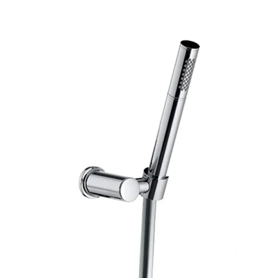 Afbeelding van HotBath Mate handdoucheset met wandsteun 1 m doucheslang en Messing kunststof handdouche Chroom HDS1CR