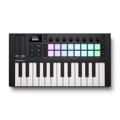 Afbeelding van Novation Launchkey Mini 25 [MK4] — Portable Key, USB, MIDI Keyboard Controller with DAW Integration. Chord Mode, Scale Drum Pads, and Arpeggiator. Includes Music Creation Software Bundle