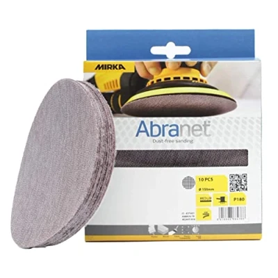 Afbeelding van Mirka Abanet® Netschuurschijven (Ø 150 mm), professioneel schuurrooster met P180 korrel en klittenband, voor handslijpen, alle excenterschuurmachines schuurmachines, verpakking van 10 stuks