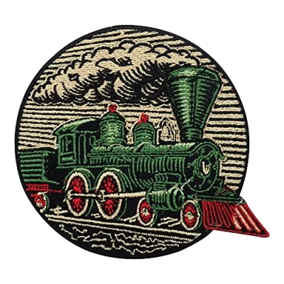 Afbeelding van Finally Home Ronde treinpatch om op te strijken, kinderpatches, locomotief strijkpatches, jongens patches, patches