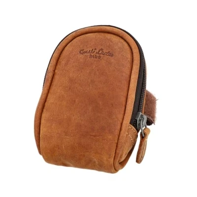 Afbeelding van Gusti zadeltas leer Udo B. fiets accessoires fietsstang tas fietstas reparatieset geereedschap leren Lichtbruin