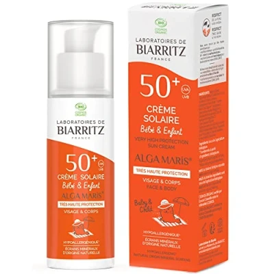 Afbeelding van Laboratoires De Biarritz Alga Maris Baby&amp;Kind Zonnebrand Pompfles Gezicht &amp; Lichaam Spf50+ 100 Ml