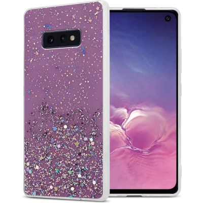 Afbeelding van Cadorabo Hoesje geschikt voor Samsung Galaxy S10e in Paars met Glitter Beschermhoes van flexibel TPU silicone fonkelende glitters Case Cover Etui