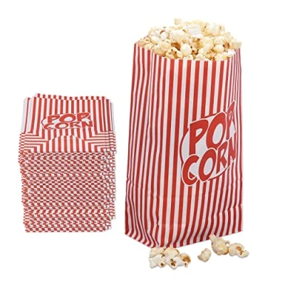 Afbeelding van Relaxdays Popcorn zakjes rood wit popcornbakjes 144 stuks uitdeelzakjes snoepzak