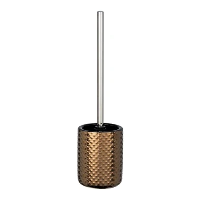 Afbeelding van WENKO wc garnituur Keo, inclusief borstel, elegante borstelhouder voorzien van een ingewerkte koperkleurige glansstructuur, hoogwaardig keramiek, afmetingen Ø 10,5 x 39,5 cm, koper