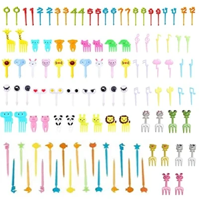 Afbeelding van Plastic fruitvork met dierendecoratie, schattige voedselplectrums voor cake dessert fruitschaal, herbruikbare mini tandenstoker bento box feestbenodigdheden lunchaccessoires (willekeurige stijl) (112)