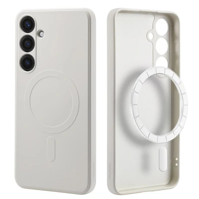 Afbeelding van Samsung Galaxy S24 Plus MagSafe Hoesje Siliconen en TPU (zacht) iMoshion Backcover/Softcase Beige Telefoonhoesje