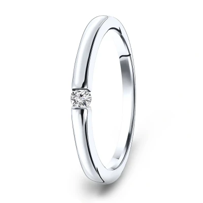 Afbeelding van 14 Karaat witgouden Ring met Diamant Ringen Dames sieraden Miore