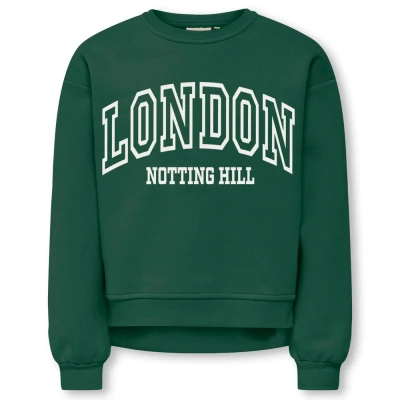Afbeelding van ONLY KOGVICTORY LIFE L/S O NECK SWT Meisjes Trui Pineneedle London/Cloud Dancer