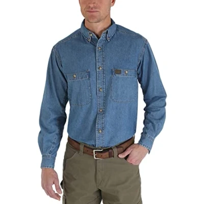 Afbeelding van Wrangler Heren Riggs Workwear Logger Twill Werkshirt met Lange Mouwen, XXL grote maten tall