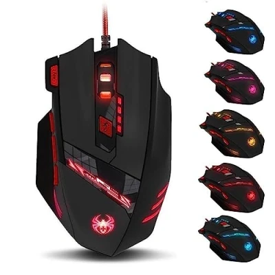 Afbeelding van Zelotes 9200DPI Gaming Muis,8 programmeerbare knoppen Bedrade Muis,USB LED Optische Ergonomische Muis,Gaming muis Mouse voor Notebook,PC,Mac,Zwart