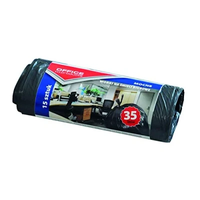 Afbeelding van Office Products 22021218 05 vuilniszakken 35 l 15 stuks sterk scheurvast LDPE voor het huisvuil op kantoor kleur: zwart foliedikte: 18 μm