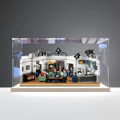 Afbeelding van Acryl Display Case Box voor Lego Ideas Seinfeld 21328 Bouwstenen model Set, Stofdicht Transparant Clear Showcase (Het NIET inbegrepen)(white base)