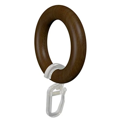 Afbeelding van Flairdeco gordijnringen/ringen met vouwhaak, hout, gelakt, 47/30 mm, 24 stuks