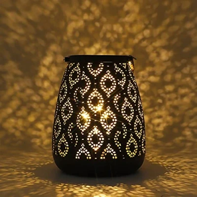 Afbeelding van TRIROCKS Marokkaanse lamp op batterijen, 23 cm H draadloze tafellamp, vintage lantaarn met LED in Edsion stijl voor bruiloften, feesten, evenementen, binnen, buiten