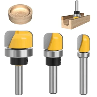 Afbeelding van 3 stuks frezen voor bovenfrees, 8 mm ronde frees, routerbits, holle het snijgereedschap, houtbewerking shaker cutter gereedschap