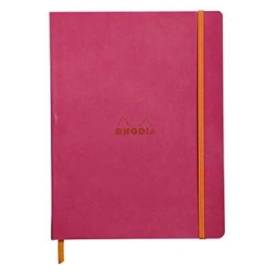 Afbeelding van Rhodia Rhodiarama 117562C Notitieboek, met zachte envelop, dotgrid, 80 vellen, 90 g ivoorkleurig papier, 190 x 250 mm, bladwijzer, binnenvak, 1 stuk, framboos