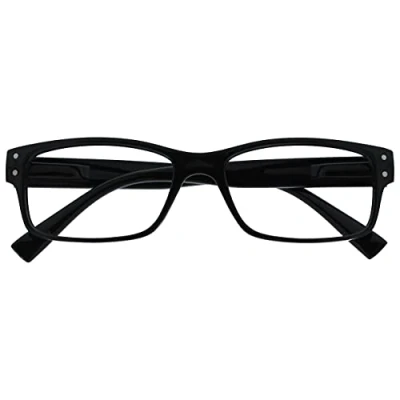 Afbeelding van The Reading Glasses Company Mens zwart grote Designer stijl lezers lente scharnieren R11 1+1.50