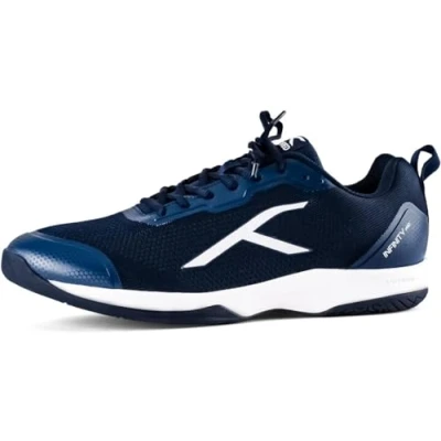 Afbeelding van HUNDRED Infinity Pro Non Marking Professionele Badminton Schoen voor Heren (Navy/Wit, EU 44/UK 10/US 11) Materiaal: Polyester/Mesh Geschikt Zaaltennis/Squash/Tafeltennis/Basketbal &amp; Padel