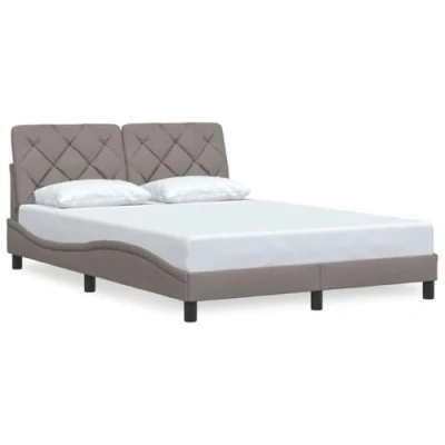 Afbeelding van vidaXL Bedframe met hoofdeinde stof taupe 120x200 cm