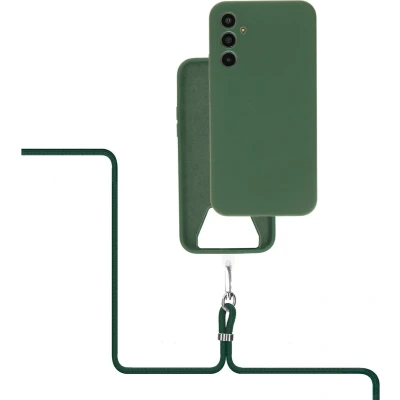 Afbeelding van Mobiparts Siliconen hoesje met koord voor de Samsung Galaxy A34 Groen
